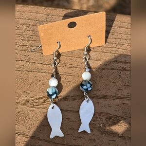Abalone Shell And Mother of Pearl Dangle Earrings